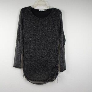 Calvin Klein Sparkle Top Women's Plus Size 2X Black Diamond Dust Sheer Sleeves